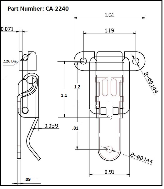 CA2240 Draw Latch with Straight Loop Bail , Latches & Catches